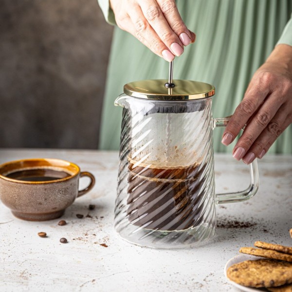 СКЛЯНИЙ ЗАПІК ДЛЯ КАВИ/ЧАЮ 1000 МЛ ФРЕНЧ-ПРЕС KLAUSBERG KB-7767 ЗОЛОТИЙ