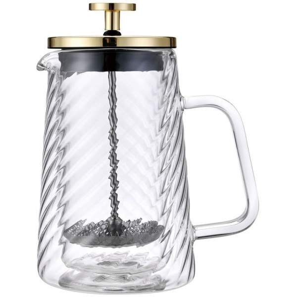 СКЛЯНИЙ ЗАПІК ДЛЯ КАВИ/ЧАЮ 600 МЛ ФРЕНЧ-ПРЕС KLAUSBERG KB-7766 ЗОЛОТИЙ