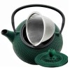 Чавунний глечик зелений 900 мл з нагрівачем та чашками, подарунковий