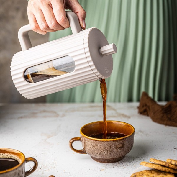 СКЛЯНИЙ ЧАЙНО-КАВОВИЙ ІНФУЗОР ФРЕНЧ-ПРЕС 350 МЛ БЕЖЕВИЙ KLAUSBERG KB-7744