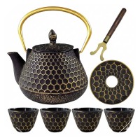 ЧАВУННИЙ ЗОЛОТИСТИЙ ГЛЕЧИК 900 МЛ З ФІЛЬТРОМ ТА ЧАШКАМИ HAGE