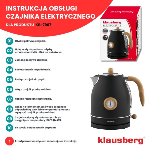 Czajnik elektryczny Klausberg KB-7907 (1.7 l)