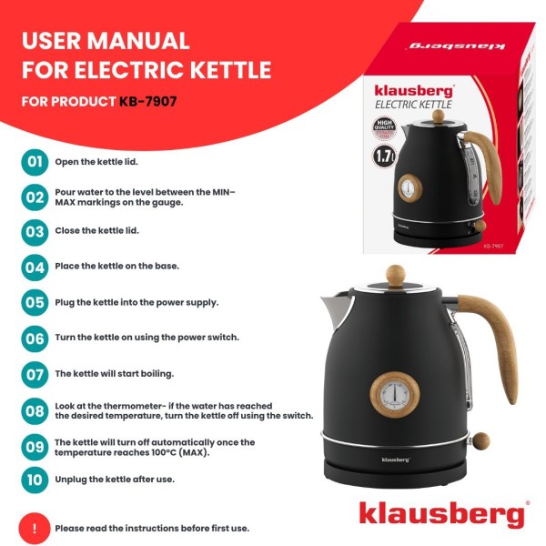 Czajnik elektryczny Klausberg KB-7907 (1.7 l)