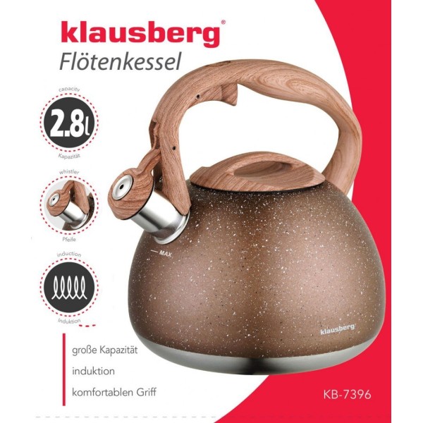 СТАЛЕВИЙ ЧАЙНИК 2,8 Л WOOD LINE KLAUSBERG KB-7396 / 7510