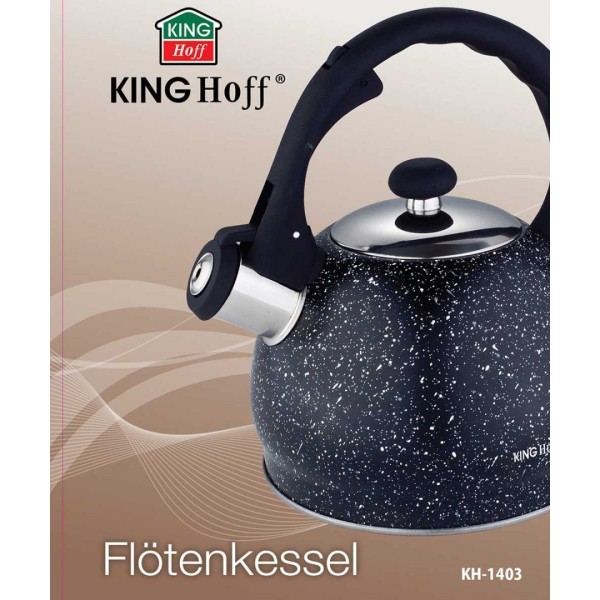 ЧАЙНИК ЗІ СВИСТКОМ 2 Л KINGHOFF KH-1403 МАРМУР
