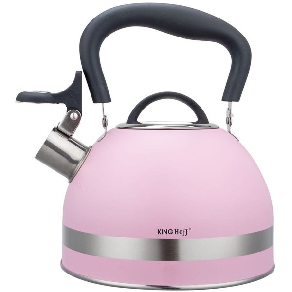 KINGHOFF KH-1856 РОЖЕВИЙ МАЛИЙ СТАЛЕВИЙ ГАЗОВИЙ ЧАЙНИК 1.8 Л ІНДУКЦІЙНИЙ