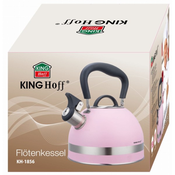 KINGHOFF KH-1856 РОЖЕВИЙ МАЛИЙ СТАЛЕВИЙ ГАЗОВИЙ ЧАЙНИК 1.8 Л ІНДУКЦІЙНИЙ
