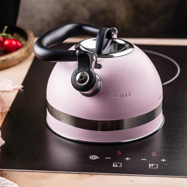 KINGHOFF KH-1856 РОЖЕВИЙ МАЛИЙ СТАЛЕВИЙ ГАЗОВИЙ ЧАЙНИК 1.8 Л ІНДУКЦІЙНИЙ