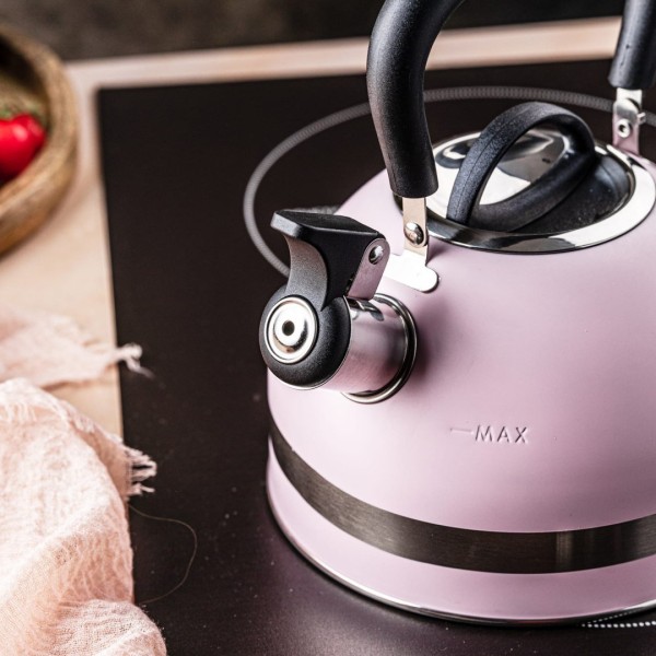 KINGHOFF KH-1856 РОЖЕВИЙ МАЛИЙ СТАЛЕВИЙ ГАЗОВИЙ ЧАЙНИК 1.8 Л ІНДУКЦІЙНИЙ