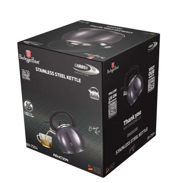 Чайник BERLINGER HAUS BH-7504 об'ємом 3 л зі свистком CARBON PRO