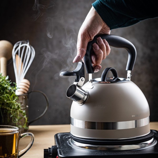 СТАЛЕВИЙ ІНДУКЦІЙНИЙ ЧАЙНИК 1,8 Л KINGHOFF KH-1854 БЕЖЕВИЙ