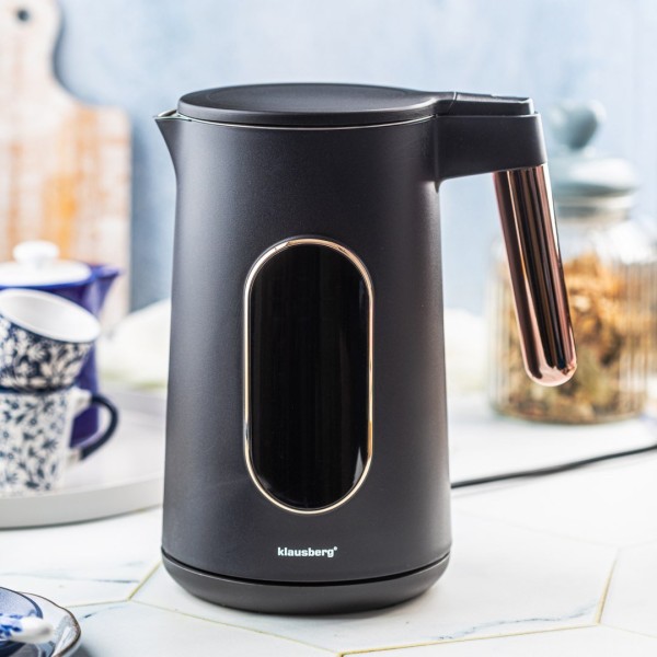 Електричний чайник з контролем температури 1,7 л бездротовий чорний KLAUSBERG KB-7892