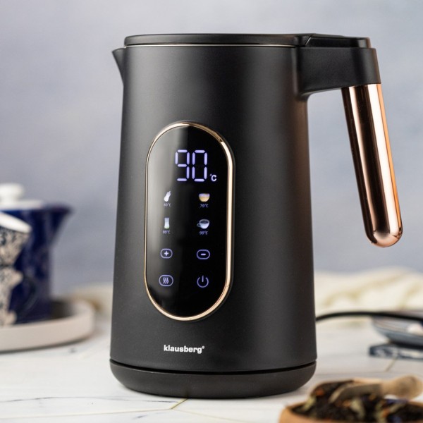 Електричний чайник з контролем температури 1,7 л бездротовий чорний KLAUSBERG KB-7892