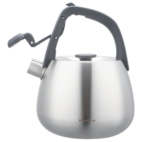 СТАЛЕВИЙ ГАЗОВИЙ ЧАЙНИК 2,5 Л ІНДУКЦІЙНИЙ KLAUSBERG KB-7773 СРІБНИЙ САТИН