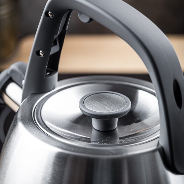 СТАЛЕВИЙ ГАЗОВИЙ ЧАЙНИК 2,5 Л ІНДУКЦІЙНИЙ KLAUSBERG KB-7773 СРІБНИЙ САТИН