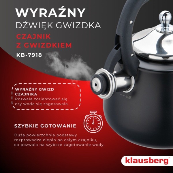 Czajnik stalowy Klausberg KB-7918 (2,8 l, indukcja)