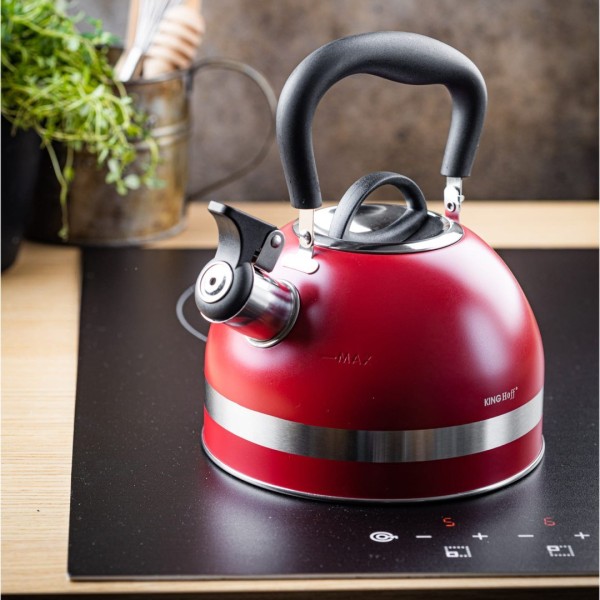 СТАЛЕВИЙ ІНДУКЦІЙНИЙ ЧАЙНИК 1,8 Л KINGHOFF KH-1853 ЧЕРВОНИЙ
