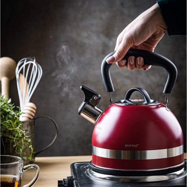 СТАЛЕВИЙ ІНДУКЦІЙНИЙ ЧАЙНИК 1,8 Л KINGHOFF KH-1853 ЧЕРВОНИЙ