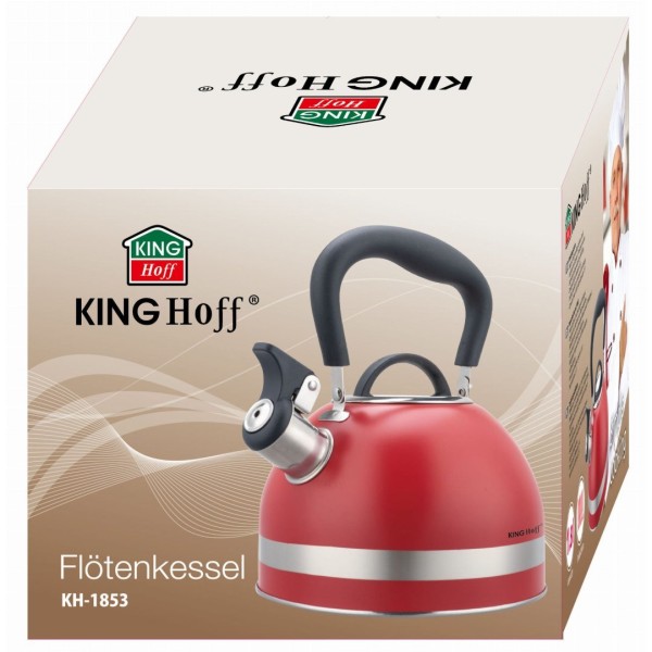 СТАЛЕВИЙ ІНДУКЦІЙНИЙ ЧАЙНИК 1,8 Л KINGHOFF KH-1853 ЧЕРВОНИЙ