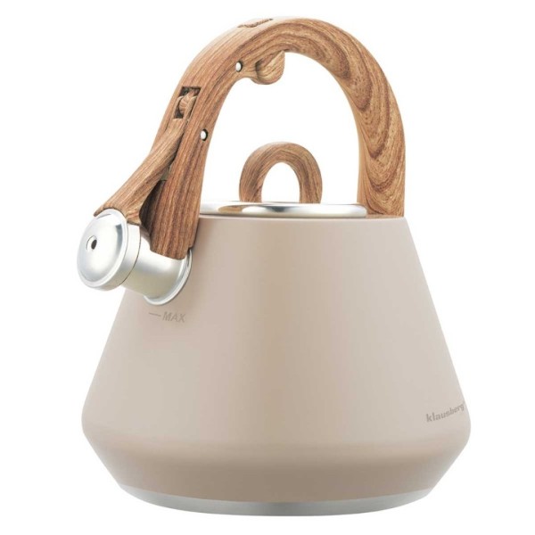 СТАЛЕВИЙ ЧАЙНИК ЗІ СВИСТКОМ 2,5 Л KLAUSBERG KB-7950 БЕЖЕВИЙ