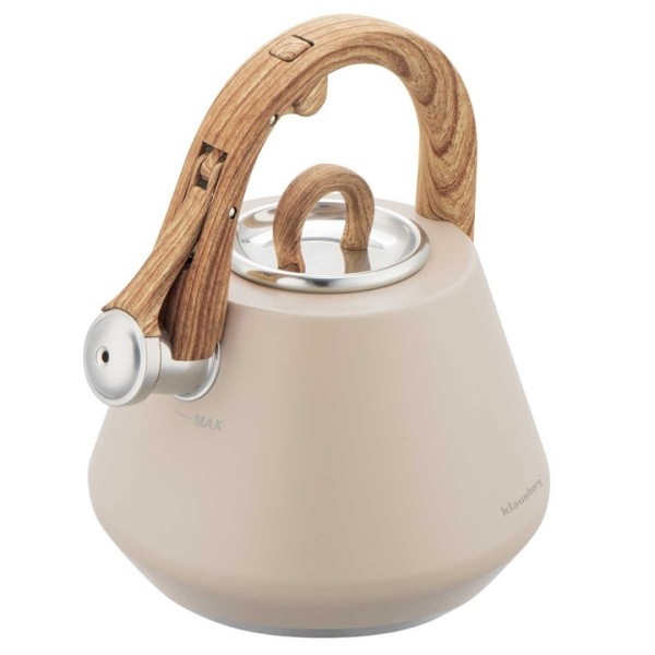 СТАЛЕВИЙ ЧАЙНИК ЗІ СВИСТКОМ 2,5 Л KLAUSBERG KB-7950 БЕЖЕВИЙ