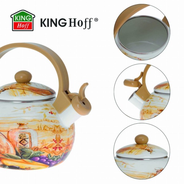 Газовий індукційний чайник KINGHOFF OLIO KH-3700, емальований, 2.0 л