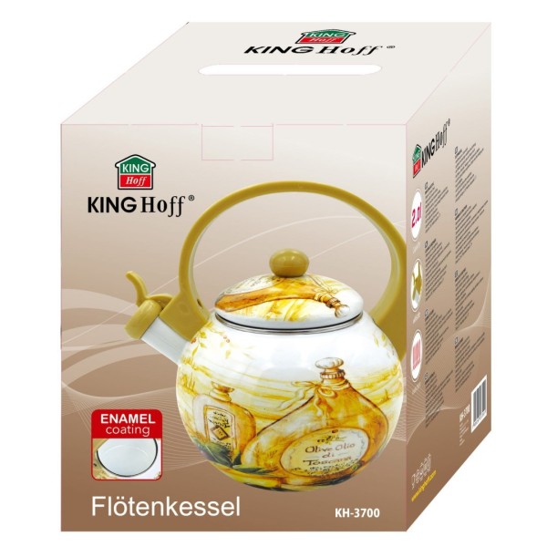 Газовий індукційний чайник KINGHOFF OLIO KH-3700, емальований, 2.0 л