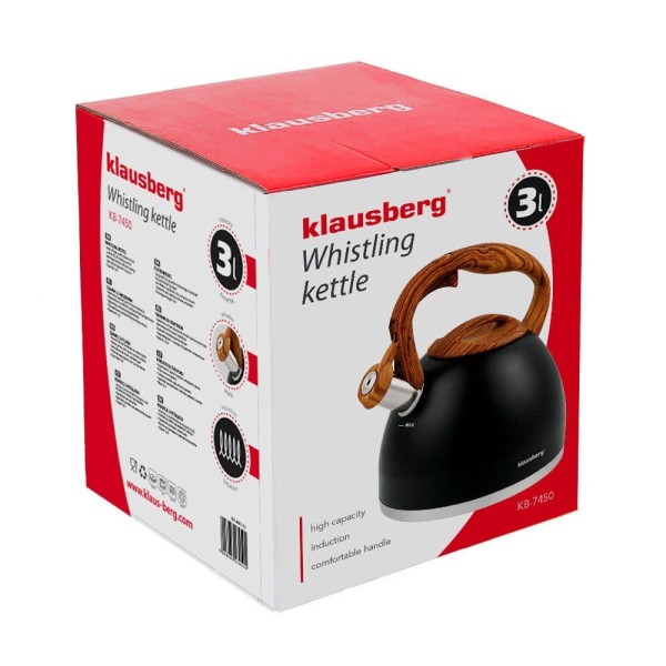 ЧАЙНИК З НЕРЖАВІЮЧОЇ СТАЛІ З МАТОВИМ ЛАКОМ 3.0 Л KLAUSBERG KB-7450