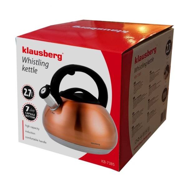 СТАЛЕВИЙ ЧАЙНИК 2,7 Л З ДНОМ x7 KLAUSBERG МІДНИЙ KB-7385