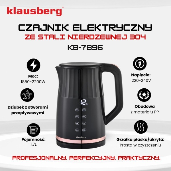 Czajnik elektryczny Klausberg KB-7896 (1.7 l, regulacja temperatury)
