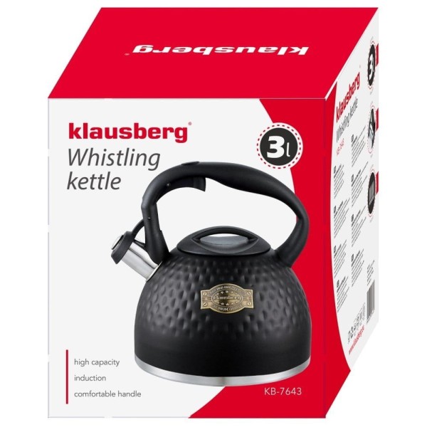 СТАЛЕВИЙ ЧАЙНИК 3,0 Л З ТОВСТИМ ДНОМ KLAUSBERG KB-7643