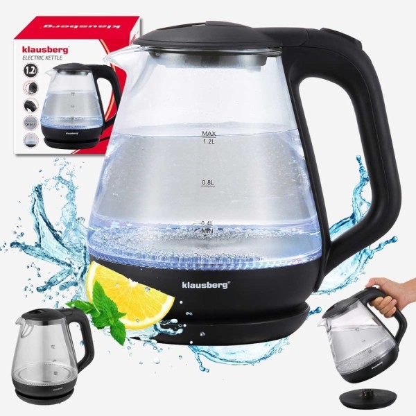 Електричний скляний чайник 1,2 л Klausberg KB-9003 LED
