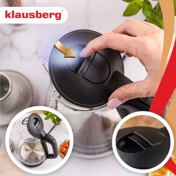 Електричний скляний чайник 1,2 л Klausberg KB-9003 LED