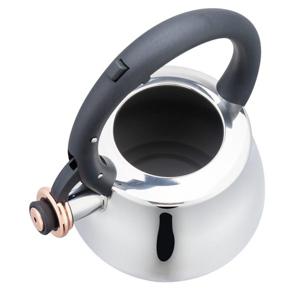 СТАЛЕВИЙ ГАЗОВИЙ ЧАЙНИК 2,8 Л ІНДУКЦІЙНИЙ ТРАДИЦІЙНИЙ KLAUSBERG KB-7776 СРІБНИЙ ГЛЯНЦЕВИЙ