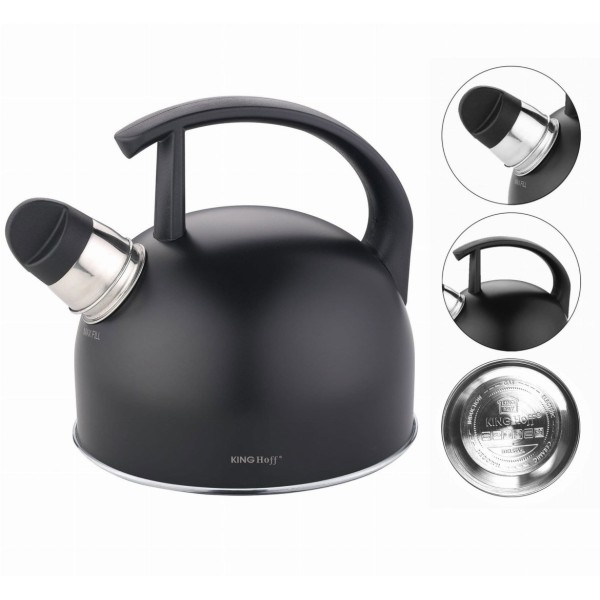 СТАЛЕВИЙ ЧАЙНИК 1,5 Л МАТОВИЙ ЧОРНИЙ KINGHOFF KH-1897