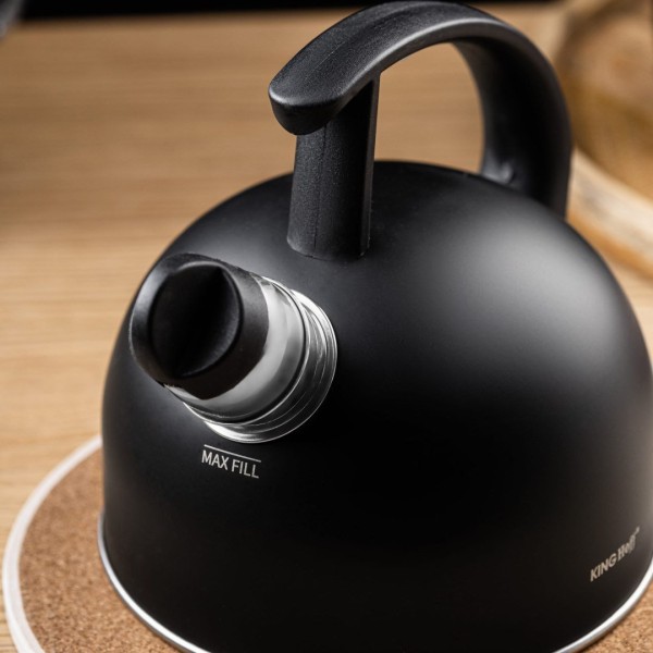 СТАЛЕВИЙ ЧАЙНИК 1,5 Л МАТОВИЙ ЧОРНИЙ KINGHOFF KH-1897