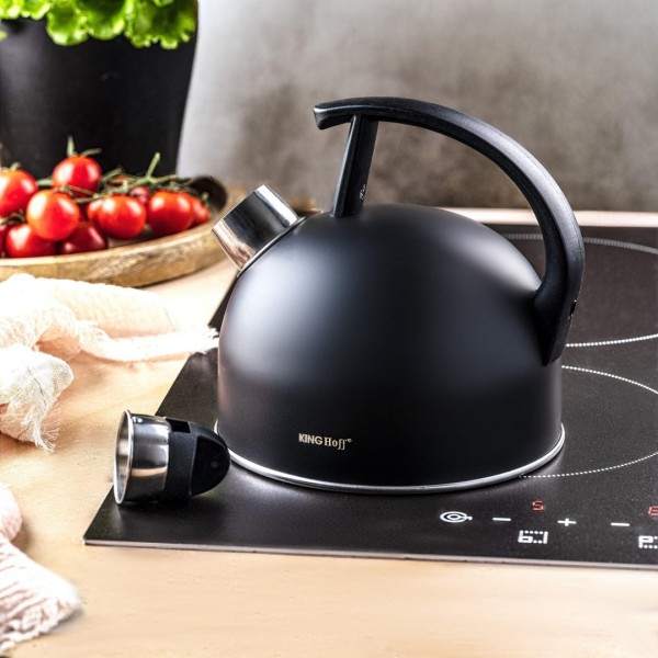 СТАЛЕВИЙ ЧАЙНИК 1,5 Л МАТОВИЙ ЧОРНИЙ KINGHOFF KH-1897