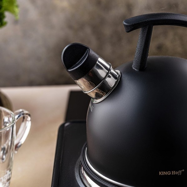 СТАЛЕВИЙ ЧАЙНИК 1,5 Л МАТОВИЙ ЧОРНИЙ KINGHOFF KH-1897