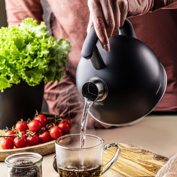 СТАЛЕВИЙ ЧАЙНИК 1,5 Л МАТОВИЙ ЧОРНИЙ KINGHOFF KH-1897