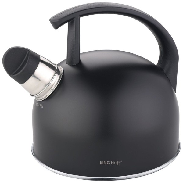 СТАЛЕВИЙ ЧАЙНИК 1,5 Л МАТОВИЙ ЧОРНИЙ KINGHOFF KH-1897