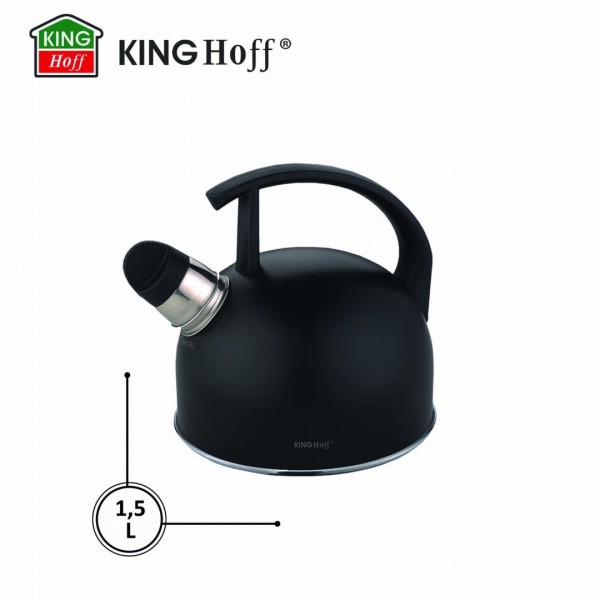 СТАЛЕВИЙ ЧАЙНИК 1,5 Л МАТОВИЙ ЧОРНИЙ KINGHOFF KH-1897