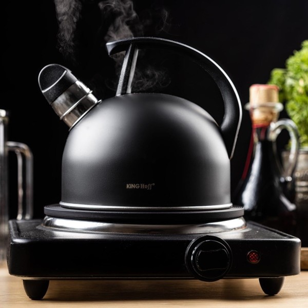 СТАЛЕВИЙ ЧАЙНИК 1,5 Л МАТОВИЙ ЧОРНИЙ KINGHOFF KH-1897