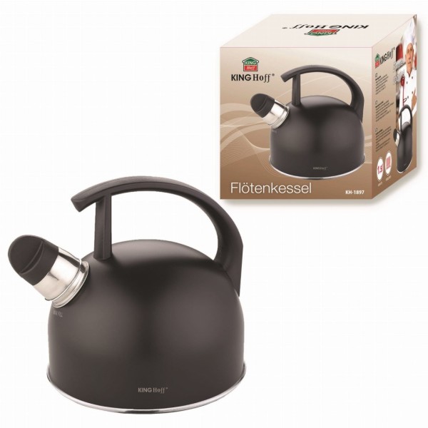 СТАЛЕВИЙ ЧАЙНИК 1,5 Л МАТОВИЙ ЧОРНИЙ KINGHOFF KH-1897