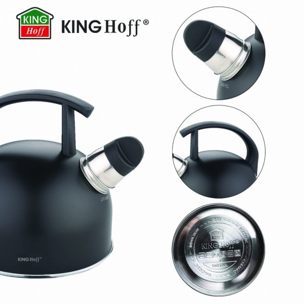 СТАЛЕВИЙ ЧАЙНИК 1,5 Л МАТОВИЙ ЧОРНИЙ KINGHOFF KH-1897