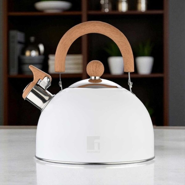 СТАЛЕВИЙ ЧАЙНИК ЗІ СВИСТКОМ 2.3 Л BERGNER BG-37304 NATURALLY