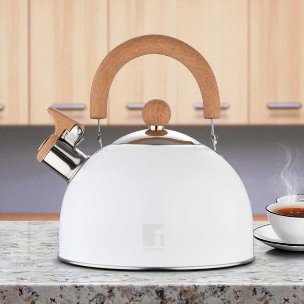 СТАЛЕВИЙ ЧАЙНИК ЗІ СВИСТКОМ 2.3 Л BERGNER BG-37304 NATURALLY