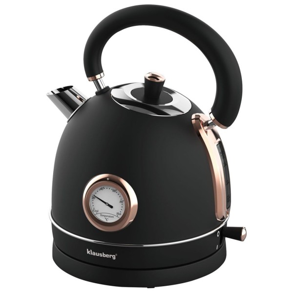 Електричний чайник з термометром з нержавіючої сталі 1,8 л 2200 Вт KLAUSBERG KB-7905 Чорний/Рожеве золото
