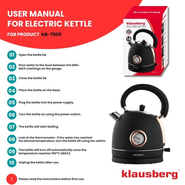 Czajnik elektryczny Klausberg KB-7905 (1.8 l)