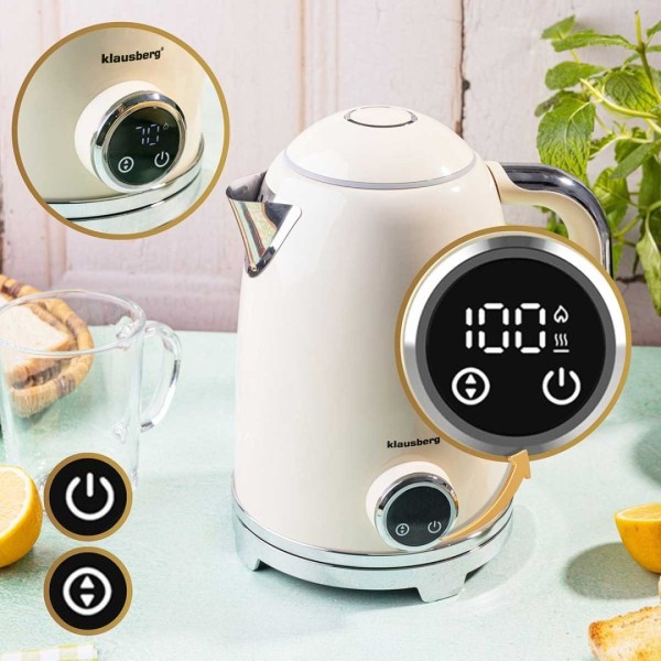 Електричний чайник 1,7 л зі світлодіодним термометром Klausberg KB-9028 Retro
