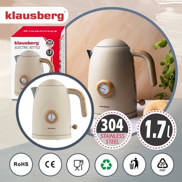 Електричний чайник 1,7 л з термометром Klausberg KB-9020